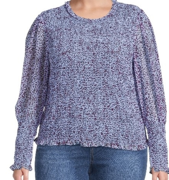 Smocked Animal Print Longsleeve Top Size 3X - Picture 1 of 11